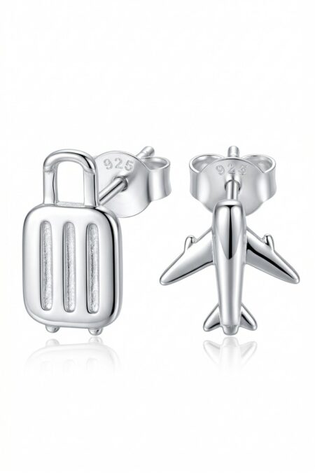 Silber Ohrringe Flugzeug und Koffer