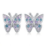 Silberne Schmetterling-Ohrringe mit Zirkonia