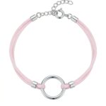 Silberarmband mit Kreis an einer Kordel