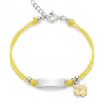 Silberarmband mit Blümchen an einer Kordel