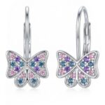 Srebrne kolczyki motylki z cyrkoniami