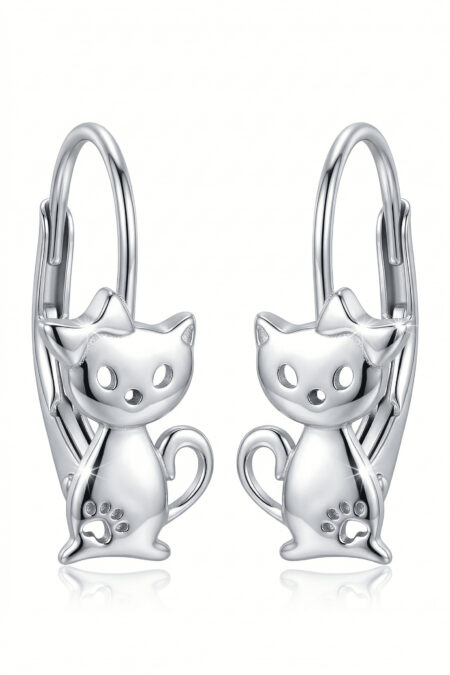Silberne Katzen-Ohrringe