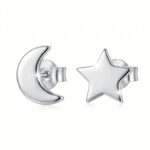 Silberne Ohrringe Mond und Stern