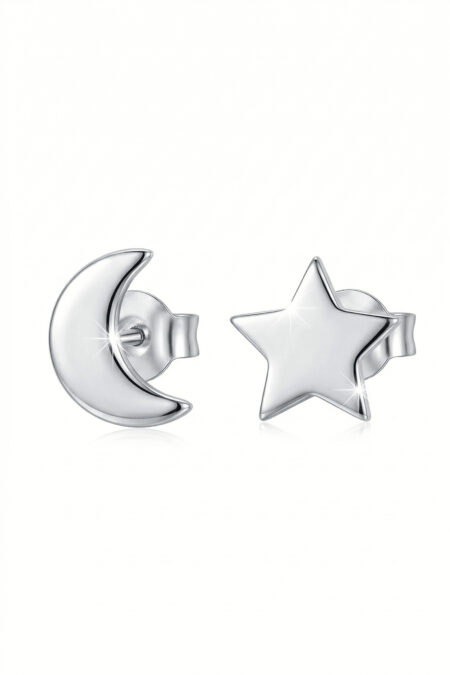 Silberne Ohrringe Mond und Stern