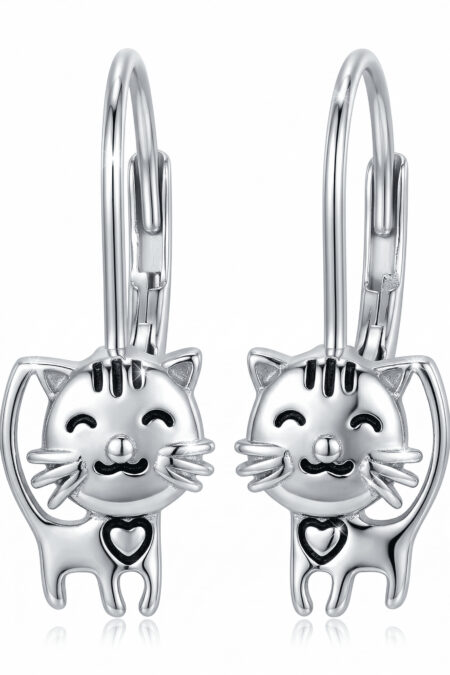 Silberne Katzen-Ohrringe