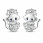 Silberne Ohrringe Katzen mit Zirkonia