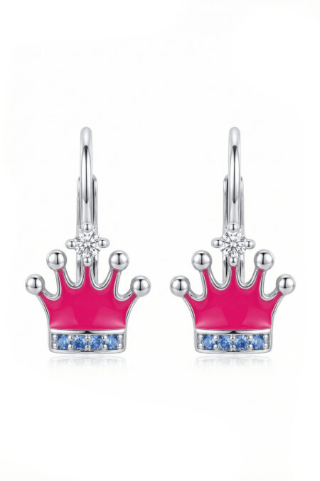 Silberne Kronen-Ohrringe mit Zirkonia