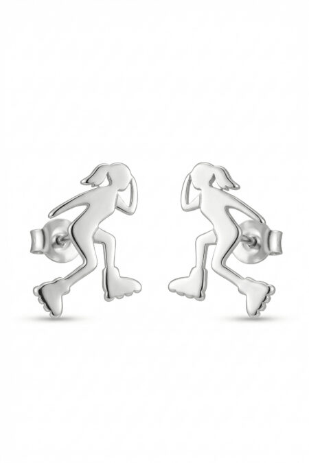 Silberne Rollschuhläuferin Ohrringe, Rollerin