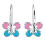Silberne Schmetterling-Ohrringe mit Emaille