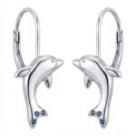 Srebrne kolczyki delfinki z cyrkoniami