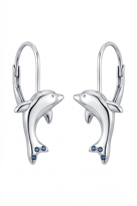 Silberne Delfin-Ohrringe mit Zirkonia