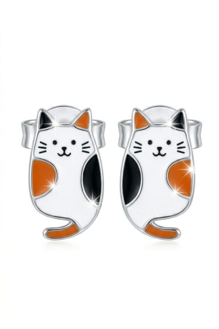 Silberne Katzen-Ohrringe