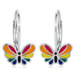 Silberne Schmetterling-Ohrringe mit Emaille