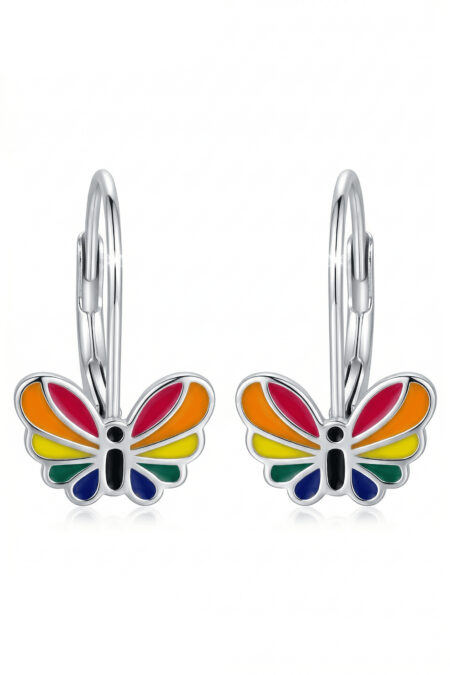 Silberne Schmetterling-Ohrringe mit Emaille