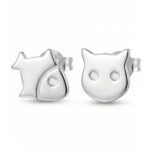 Silberne Ohrringe Katze und Fisch