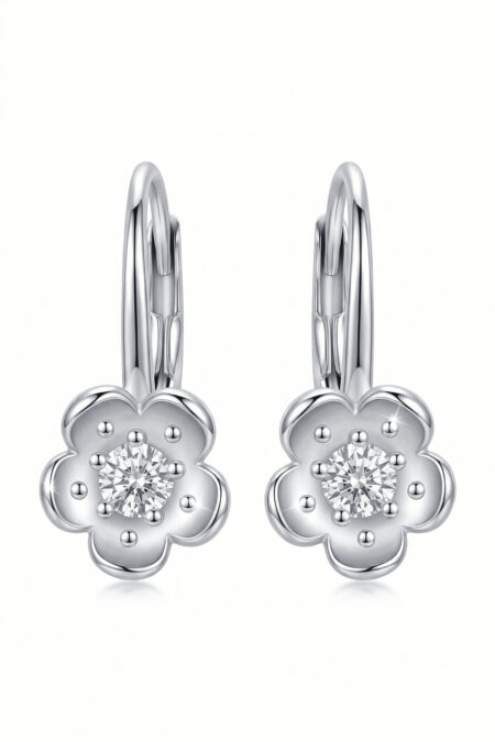 Silberne Blumen-Ohrringe mit Zirkonia