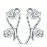 Silberne Herz-Ohrringe mit Zirkonia