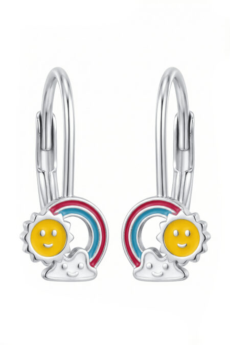 Silberohrringe Sonne, Wolke, Regenbogen