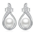 Srebrne kolczyki z cyrkoniami i perełką