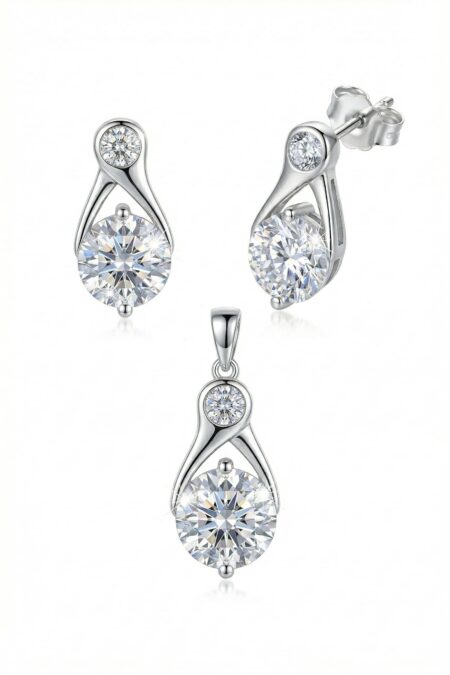 Srebrny komplet z cyrkoniami