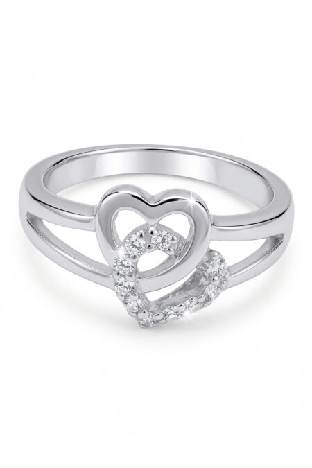 Silberner Herzring mit Zirkonia