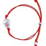 Srebrna bransoletka dziewczynka z cyrkoniami na sznurku