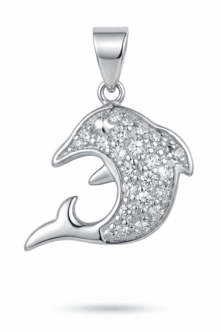 Silberner Delphin-Anhänger mit Zirkonia