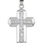 Silberner Kreuzanhänger mit Zirkonia