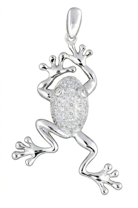 Silberner Anhänger Frosch mit Zirkonia