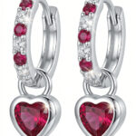 Silberne Herz-Creolen, kleine Kreolen mit Zirkoniasteinen