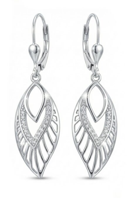 Elegante silberne Ohrringe mit Zirkonia