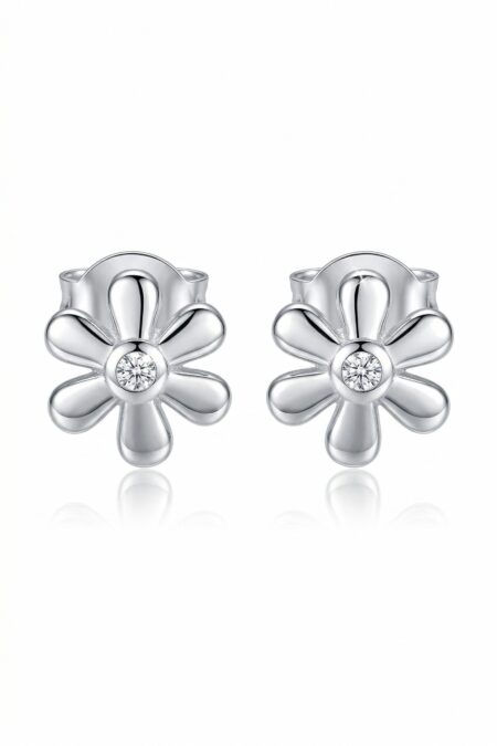 Silberne Ohrringe Blümchen mit Zirkonia