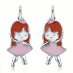 Silberne Ohrringe Mädchen Ballerinen, Akrobatinnen