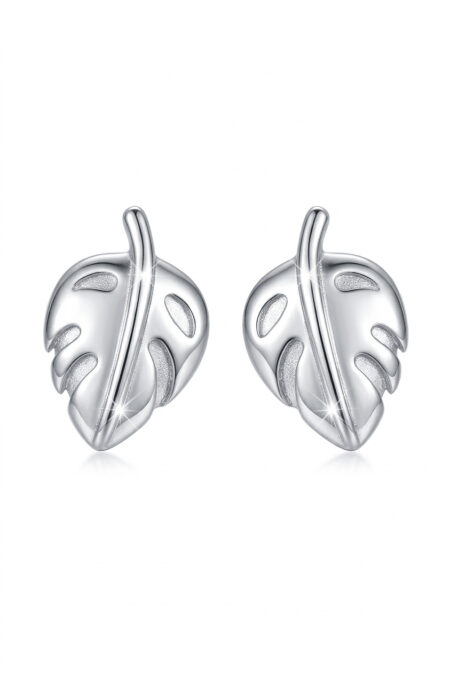 Srebrne kolczyki listki, listek