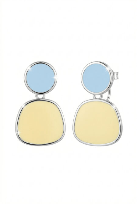 Moderne silberne Ohrringe mit Emaille