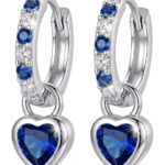 Silberne Herz-Kreolen Ohrringe, Ringe mit Zirkonia