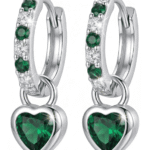 Silberne Herz-Ohrringe Creolen, Ringe mit Zirkonia