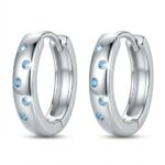 Silberne Ohrringe Kreolen, kleine Kreise mit Zirkonia, Creolen