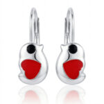 Silberohrringe Vögel mit Emaille