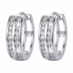 Silberne Creolen mit Zirkonia, 12mm Ringe