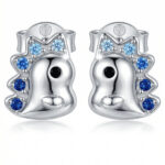 Silberne Dinosaurier-Ohrringe mit Zirkonia