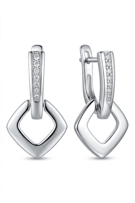 Silberne Ohrringe mit Zirkonia 2 in 1