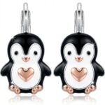 Silberne Pinguin-Ohrringe, Roségold