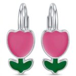 Srebrne kolczyki tulipany, kwiatki