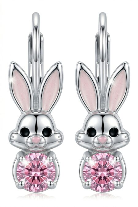 Srebrne kolczyki króliczki z cyrkonią