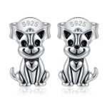 Srebrne kolczyki pieski, pies