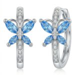 Silberne Creolen mit Schmetterling, Kreolen Schmetterling mit Zirkonia