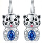 Srebrne kolczyki wydry z cyrkonią
