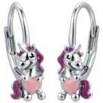 Srebrne kolczyki jednorożce, rose gold