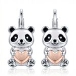 Srebrne kolczyki pandy, rose gold